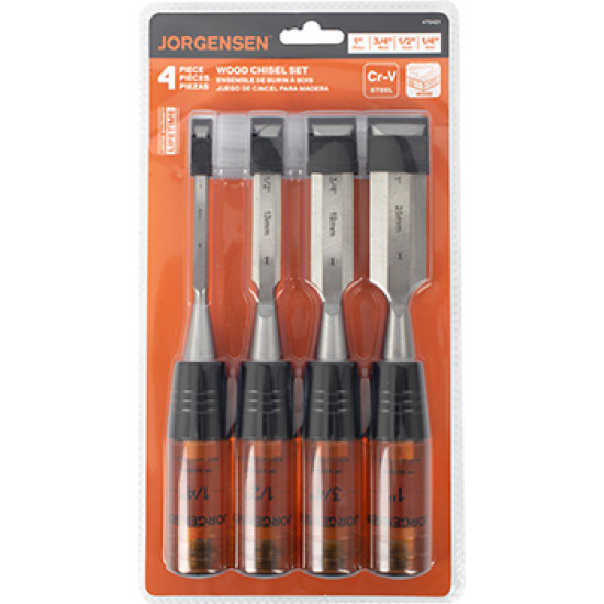 WOOD CHISEL SET 4PC ACETATE HANDLE JORGENSEN