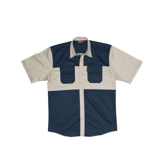 Delta Two Tone Bush Shirt (Stone & Navy)